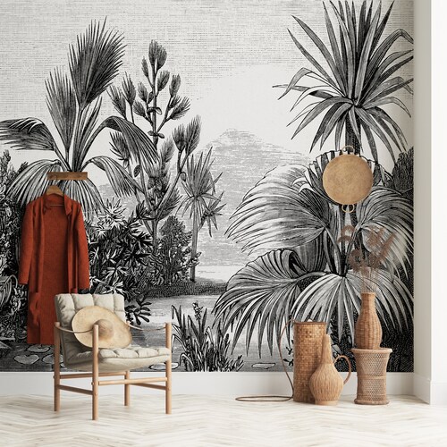 Landscape Wallpaper Peel and Stick Scene Wall Mural Vintage Etsy