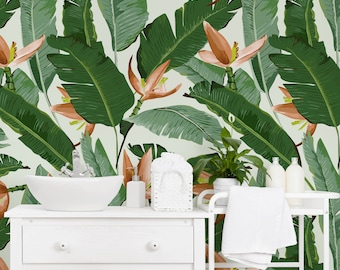 Banana Leaf Wallpaper Peel and Stick | Tropical Wallpaper