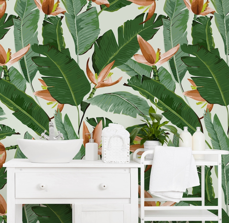 Banana Leaf Wallpaper Peel and Stick Tropical Wallpaper - Etsy