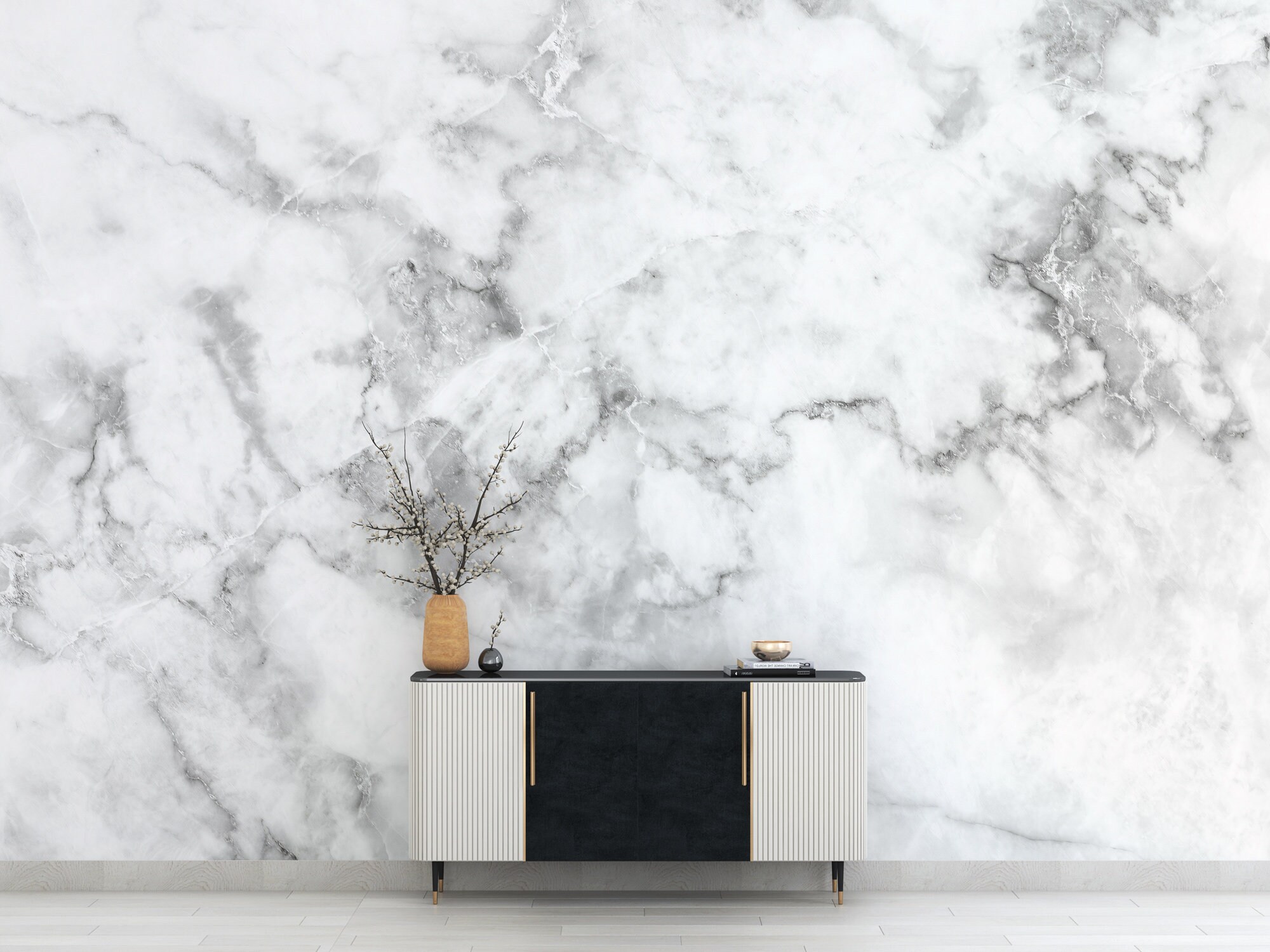 White Marble Wallpaper Marble Wall Mural Removable Peel and Etsy