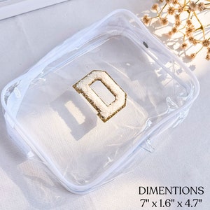 Personalized Clear Bag Travel Toiletry Pouch Custom Party Favor Bag Makeup Bag Personalized with Patch Bridesmaid Thank you Gift Bag Empty