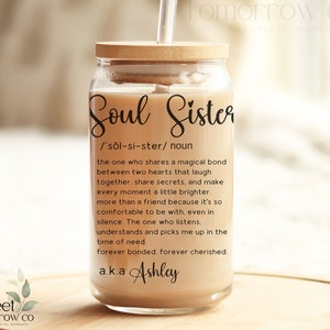 Soul Sister Gift Glass Tumbler Custom Best Friend Gift Idea Personalized Bestie Cup Best Friend Birthday Gift Long Distance Friendship Gift