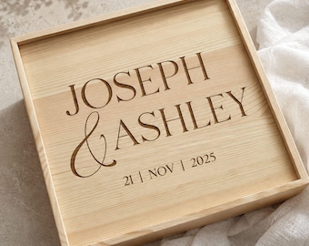 Custom Wedding Memory Box Personalized For The Couple Heirloom Storage Wood Box For Vows Photos Cards Reception Mementos Treasure Trunk Gift