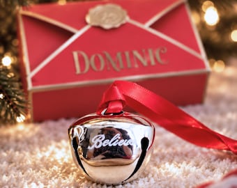 Personalized Christmas Eve Box For Kids Custom Name Jingle Bell Stocking Stuffer Night Before Christmas Little Believer Surprise Silver Bell