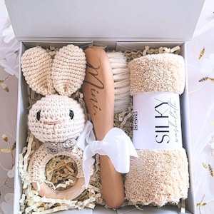 First Baby Gift Box from Aunt Personalized Baby Boy Gift Basket Welcome Baby Girl Gift Set Neutral Theme Nursery Decor Newborn Keepsake