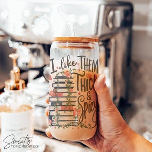 Spicy Book Lover Gift Glass Tumbler Iced Coffee Book Lover Romance Reader Gift Idea Smut Reader Gift Spicy Romance Reader Gift Waterbottle Clear Glass
