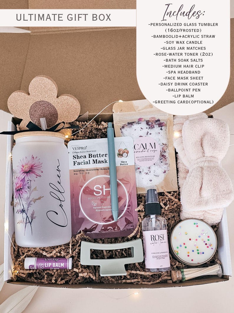 Sister Gift From Sister Birthday Flower Spa Kit for Mom Hygge Gift Box Best Friend Gift Woman Personalized Christmas Gift Basket Daughter Ultimate Gift Box