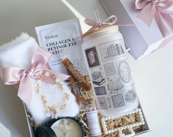 Book Lover Gift Box Cozy Care Package for Friend Birthday Pamper Gift Set for Women Reader Gift Bookish Self Care Gift Box for Bestie