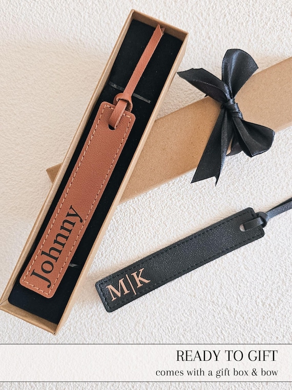 Men's Bookmark Leather Personalized Name Bookmark for Men Reader Gift Idea Anniversary Gift for Him Husband Birthday Gift Book Lover Custom