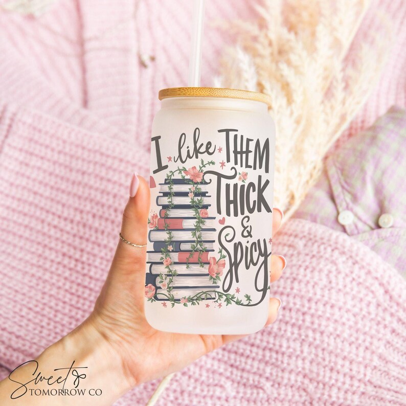 Spicy Book Lover Gift Glass Tumbler Iced Coffee Book Lover Romance Reader Gift Idea Smut Reader Gift Spicy Romance Reader Gift Waterbottle image 6