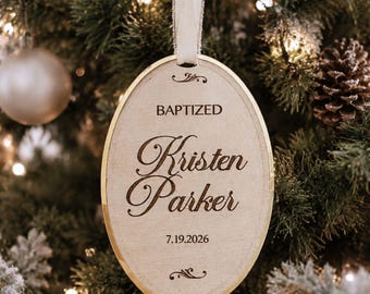 Baby's First Christmas Ornament Personalized With Name And Date Baby Girl Christmas Baby Announcement Christening Keepsake Gift for Godson