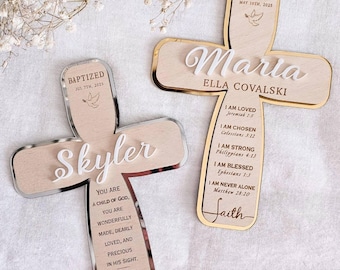 Baptism Gift Baby Custom Cross Keepsake Personalized Cross for Girl Christening Gift for Godchild Christian Nursery Decor Baptized Baby Gift