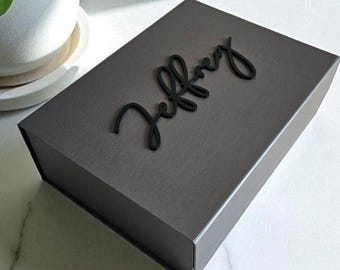 Caja magnética personalizada para hombres, regalo con nombre personalizado, caja de lujo con tapa, propuesta para padrinos de boda, regalo de cumpleaños para él, esposo, caja vacía para hijo