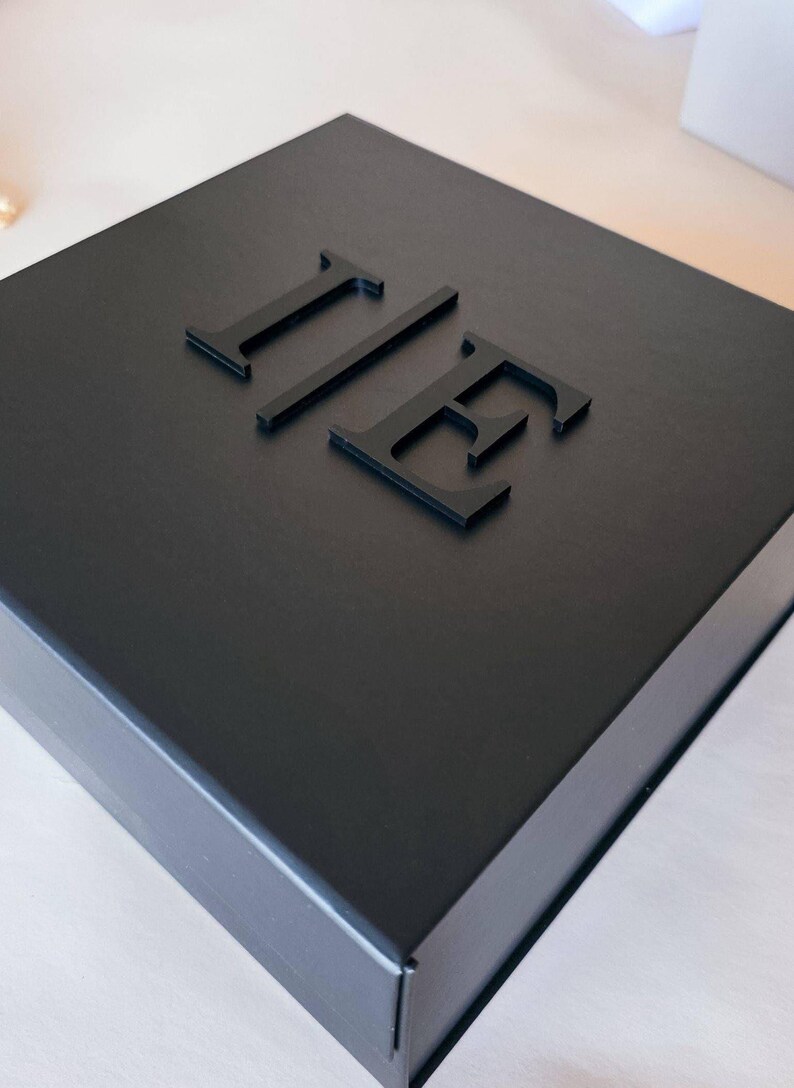 Custom Imprinted Box Black Personalized Magnetic Box for Men 3D Acrylic Name Modern Luxury ...
