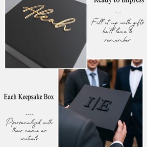 Caja magnética negra personalizada para hombre, acrílico 3D, nombre, embalaje moderno de lujo, caja de regalo vacía para hombre, recuerdo para esposo, paquete de obsequios para padrinos de boda. imagen 4