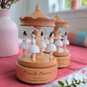 Baby Keepsake Musical Box with Name Christening Gift Girl Music Box Baby Heirloom Gift Godson Ballet Music Carousel Nursery Baptism Gift Boy image 9