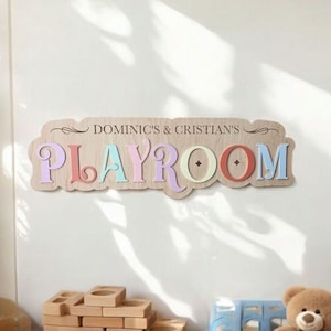 Playroom Sign Kids Play Room Decor Fun Children Room Art Personalized Playroom Decor for Wall Toddler Room Library Sign Book Nook Corner