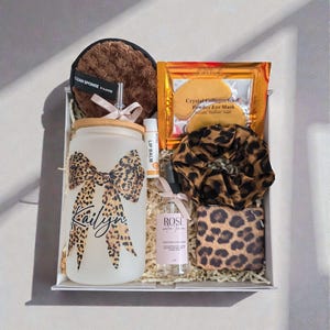 Leopard Print Gift Set for Girlfriend Long Distance Friend Birthday Animal Print Gift Idea Bestie Valentine's Day Box Hamper Cheetah Cup