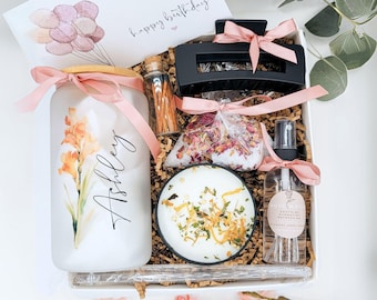 Sister Gift From Sister Birthday Flower Spa Kit for Mom Hygge Gift Box Best Friend Gift Woman Personalized Christmas Gift Basket Daughter