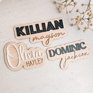 Wooden Birth Announcement Sign Name Plate First Photoshoot Prop New Baby Name Card Wood Plaque with Baby Name Wood Sign Personalized Name
