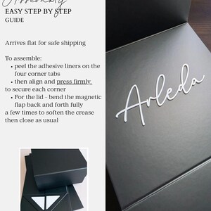 Caja magnética negra personalizada para hombre, acrílico 3D, nombre, embalaje moderno de lujo, caja de regalo vacía para hombre, recuerdo para esposo, paquete de obsequios para padrinos de boda. imagen 6