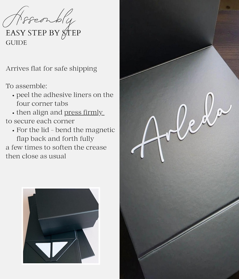 Caja magnética negra personalizada para hombre, acrílico 3D, nombre, embalaje moderno de lujo, caja de regalo vacía para hombre, recuerdo para esposo, paquete de obsequios para padrinos de boda. imagen 6