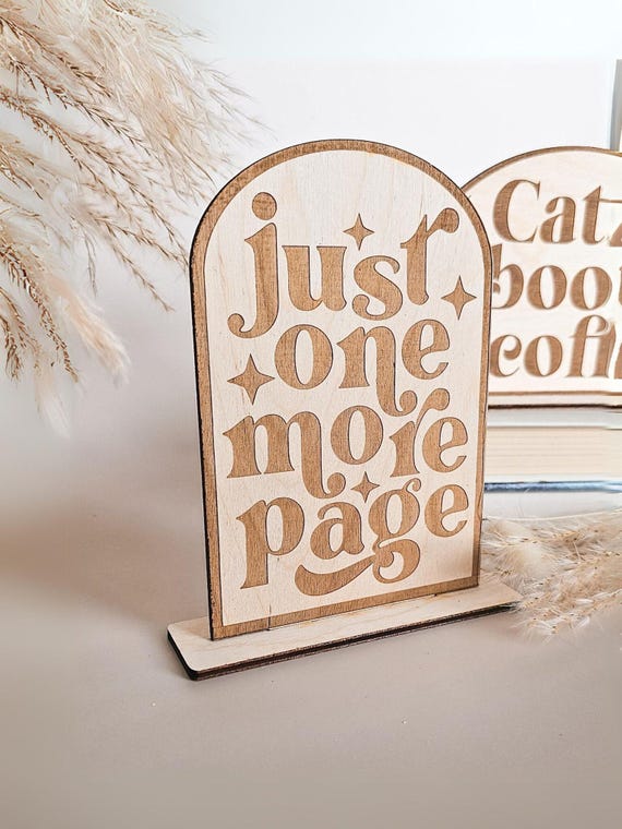 Just One More Page Book Shelf Sign Book Club Room Decor Library Bookish Decor Book Nook Decor Wooden Library Sign Gift for Book Reader
