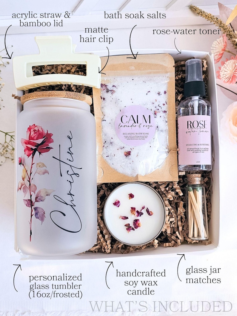 Sister Gift From Sister Birthday Flower Spa Kit for Mom Hygge Gift Box Best Friend Gift Woman Personalized Christmas Gift Basket Daughter image 2