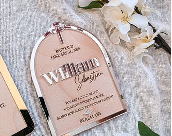 Letrero personalizado de recuerdo de bautismo Nombre Fecha Regalo de bautizo personalizado para bebé Ahijada Decoración de fe para la habitación del bebé Regalo de bautismo de los abuelos