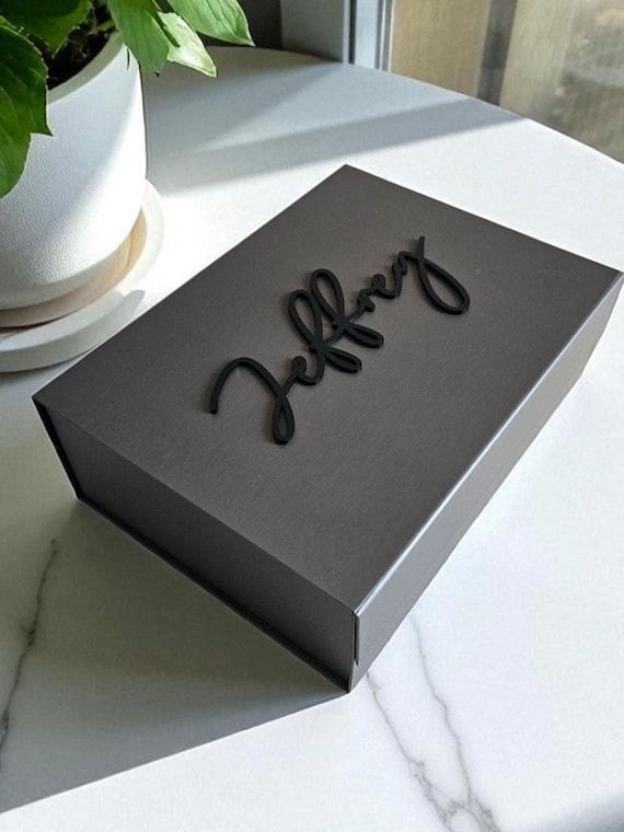 Custom Magnetic Box for Men Personalized Name Gift Luxury Box with Lid Groomsmen Proposal for Him Birthday Present Husband Empty Box Son