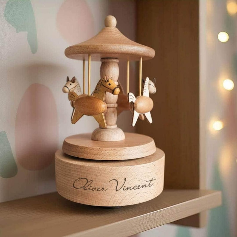 Baby Keepsake Musical Box with Name Christening Gift Girl Music Box Baby Heirloom Gift Godson Ballet Music Carousel Nursery Baptism Gift Boy image 10