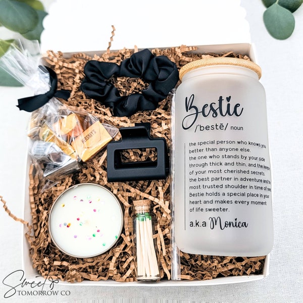 Bestie Gift Box Best Friend Birthday Gift Personalized with Name Glass Cup Friendship Long Distance Friend Gift Birthday Box for Best Friend