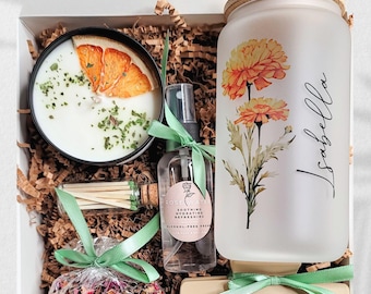 Birthday Flower Gift Box Custom Glass Cup Box for Friend Personalized Gift  Her Birth Flower Gift Best Friend Gift Birthday November Flower