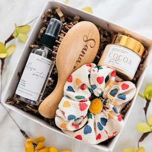 Personalized Tween Self-Care Gift Set Custom Engraved Name Bamboo Hairbrush & Beauty Kit for Teen Girl