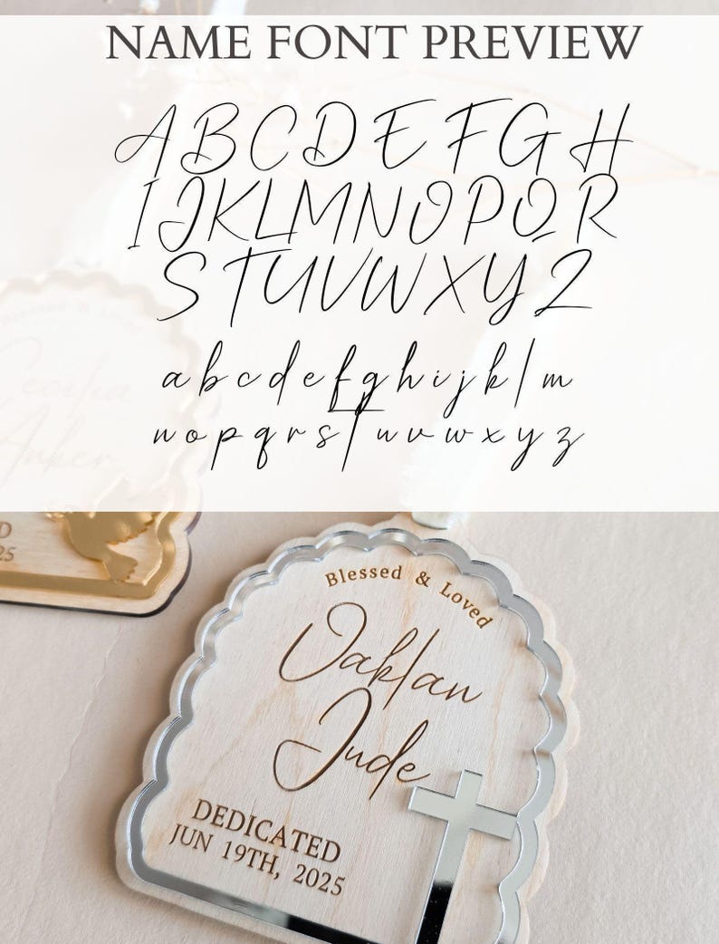 Custom Baptism Ornament for Baby Christening Keepsake Gift to Godson Dedication Sign Christmas Ornament Baptized Kids Faith Milestone Gold image 6