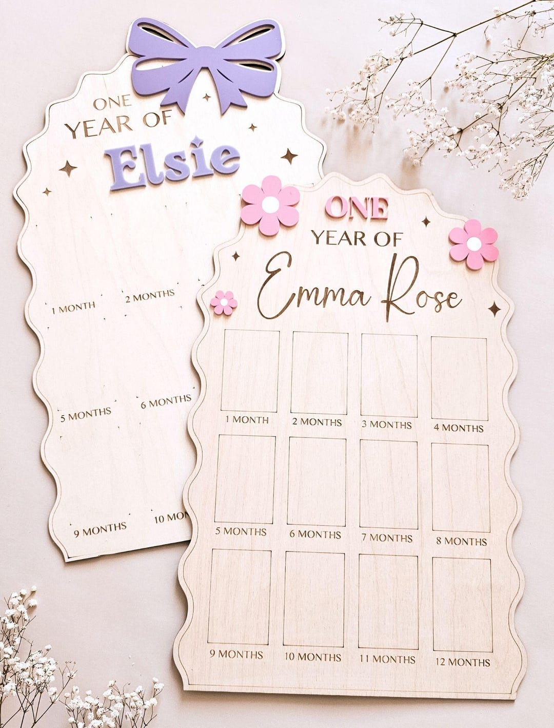 First Year Baby Photo Board Personalized Wooden Milestone Sign Baby ...