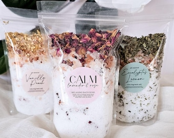 Stress Relief Home Spa Bath Soak Salt Relaxing Self Care Gift Bath Salt Gift Set Lavender Pamper Basket Gift Idea Stocking Stuffer Selfcare