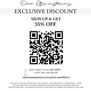 The image is a promotional advertisement for a product or service, featuring a QR code and text that provides information about a special discount.