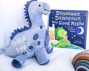 New Baby Gift Set for Newborn Birth Stats Dino Plush Toy Personalized baby keepsake Baby Announcement Custom Plush Newborn Stats Dinosaur