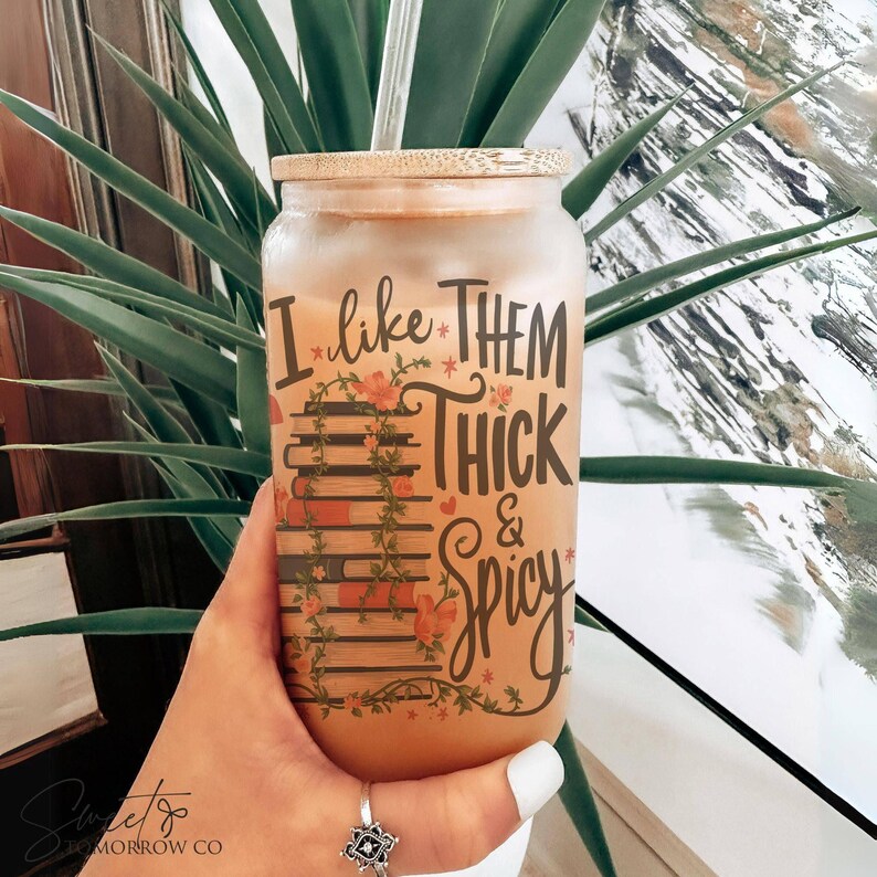 Spicy Book Lover Gift Glass Tumbler Iced Coffee Book Lover Romance Reader Gift Idea Smut Reader Gift Spicy Romance Reader Gift Waterbottle image 5