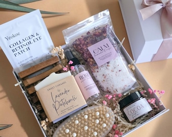 Spa Gift Box for Her Luxury Relaxation Gift Set Lavender Bath Gift Birthday Pamper Box Women Self Care Spa Day Gift Wellness Gift Basket