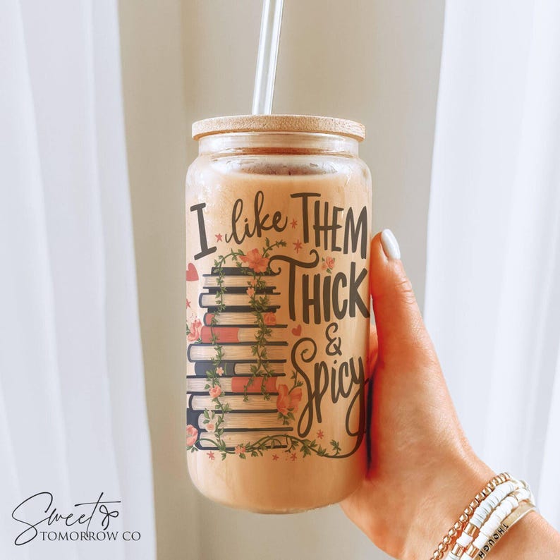 Spicy Book Lover Gift Glass Tumbler Iced Coffee Book Lover Romance Reader Gift Idea Smut Reader Gift Spicy Romance Reader Gift Waterbottle Frosted Glass