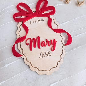 Baby Girl Announcement Bow Birth Announcement Sign Newborn Girl Bow Nursery Sign Acrylic Name Sign for Baby Girl First Photo Prop Hospital