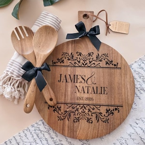 Anniversary Gift for Couple Personalized Charcuterie Board Engraved Wood Board Housewarming Gift Idea Newlywed Keepsake Wedding Anniversary