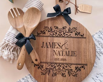 Anniversary Gift for Couple Personalized Charcuterie Board Engraved Wood Board Housewarming Gift Idea Newlywed Keepsake Wedding Anniversary
