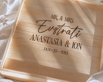 Bridal Shower Present For Bride To Be Personalized Keepsake Box for Couple Custom Engagement Box Future Mr And Mrs Memory Chest Wooden