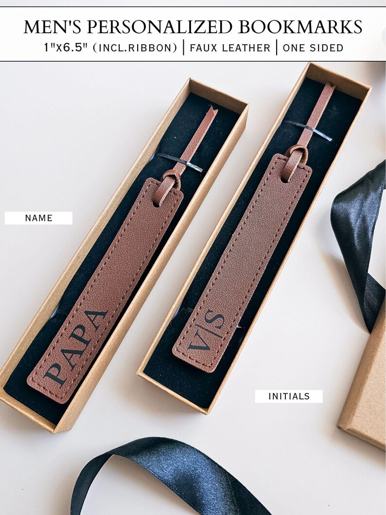 Marque-page nom personnalisé en cuir pour homme pour homme Idée cadeau lecteur cadeau d'anniversaire pour lui mari Cadeau d'anniversaire pour amoureux des livres personnalisé image 2