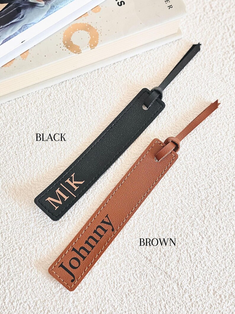 Marque-page nom personnalisé en cuir pour homme pour homme Idée cadeau lecteur cadeau d'anniversaire pour lui mari Cadeau d'anniversaire pour amoureux des livres personnalisé image 5