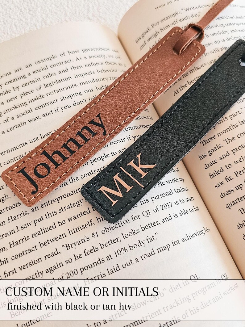 Marque-page nom personnalisé en cuir pour homme pour homme Idée cadeau lecteur cadeau d'anniversaire pour lui mari Cadeau d'anniversaire pour amoureux des livres personnalisé image 6
