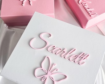 Caja de recuerdos personalizada para el primer cumpleaños de una niña, caja de regalo con el nombre de la bebé, regalo de un año, caja de recuerdos personalizada de bienvenida para bebé, accesorio para fotos de cumpleaños.